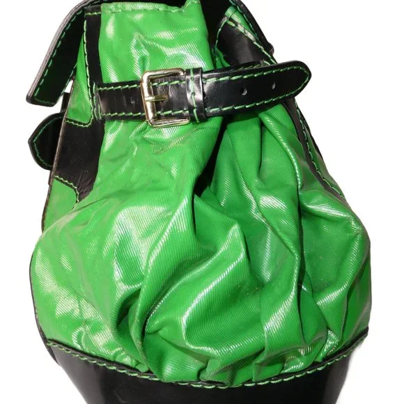 AUTHENTIC Gucci Green and Black Leather Satchel Handbag - Picture 5 of 10